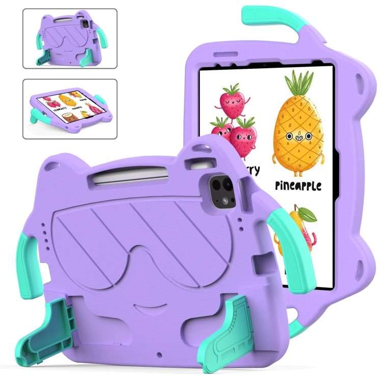 For iPad Pro 11 2025 / 2024 Ice Baby EVA Shockproof Hard PC Tablet Case(LightePurple+Mint Green)