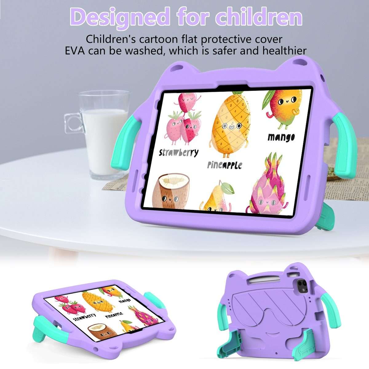 For iPad Pro 11 2025 / 2024 Ice Baby EVA Shockproof Hard PC Tablet Case(LightePurple+Mint Green)