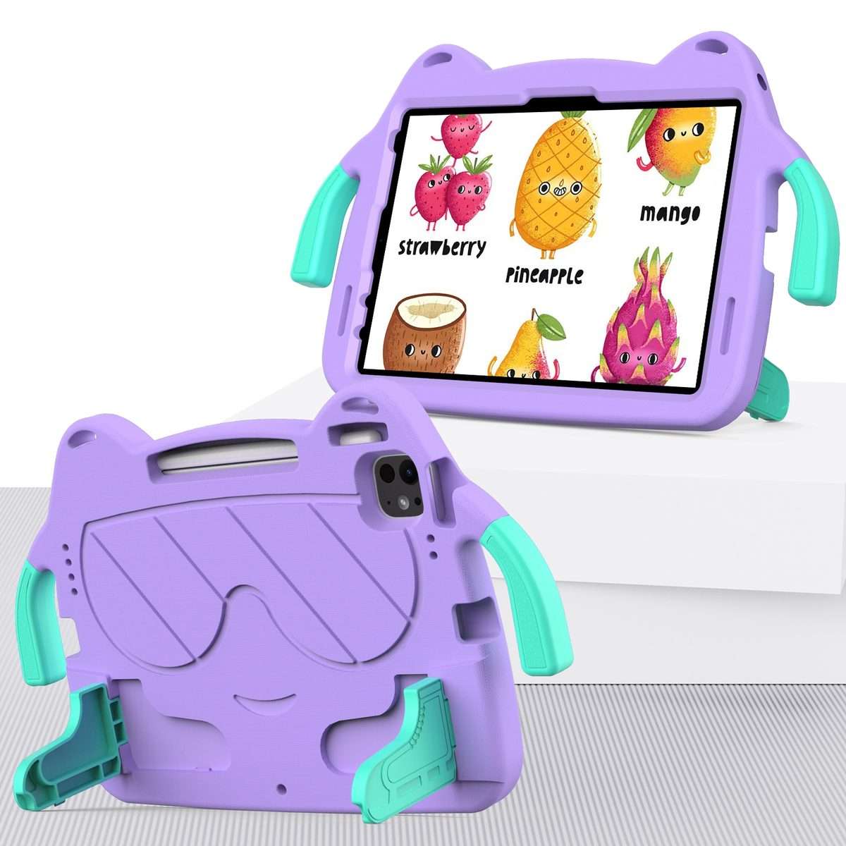 For iPad Pro 11 2025 / 2024 Ice Baby EVA Shockproof Hard PC Tablet Case(LightePurple+Mint Green)