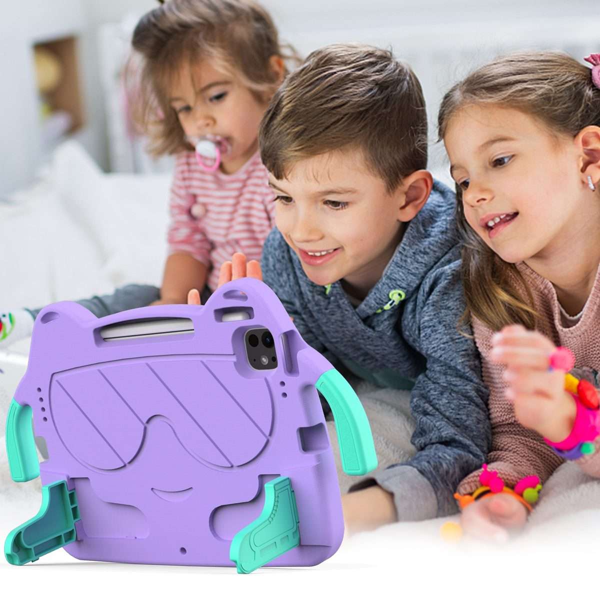 For iPad Pro 11 2025 / 2024 Ice Baby EVA Shockproof Hard PC Tablet Case(LightePurple+Mint Green)