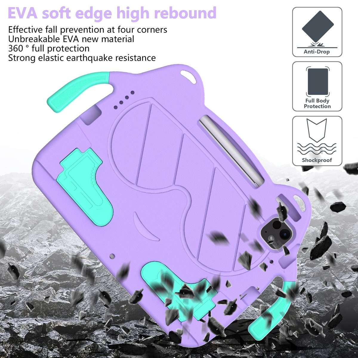 For iPad Pro 11 2025 / 2024 Ice Baby EVA Shockproof Hard PC Tablet Case(LightePurple+Mint Green)