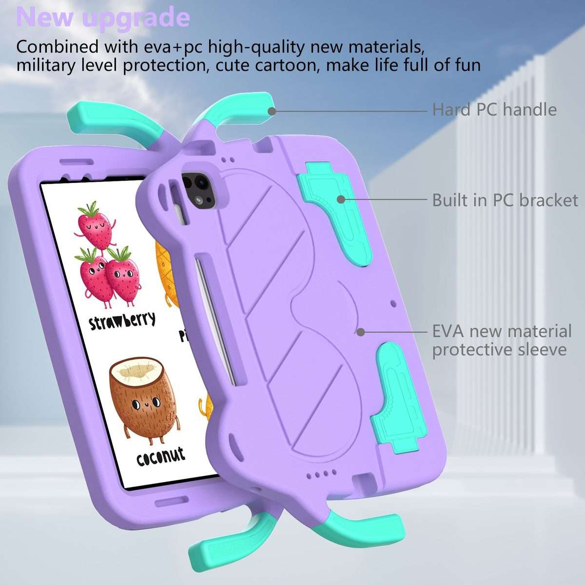 For iPad Pro 11 2025 / 2024 Ice Baby EVA Shockproof Hard PC Tablet Case(LightePurple+Mint Green)