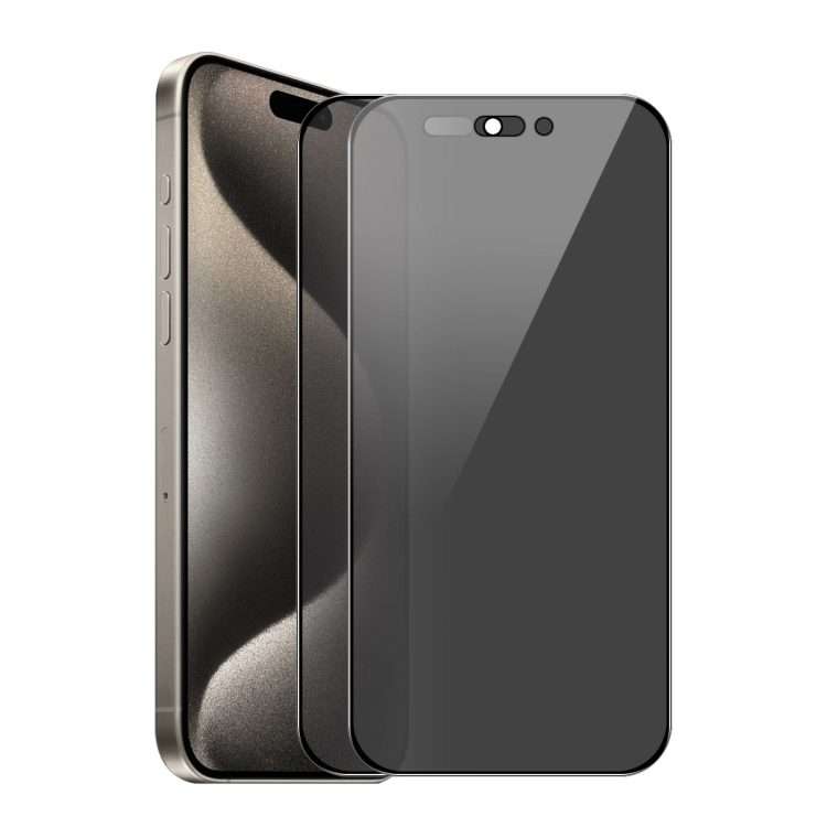For iPhone 15 Pro Max 2pcs ENKAY Hat-Prince 28 Anti-peeping Tempered Glass Protector Full Screen
