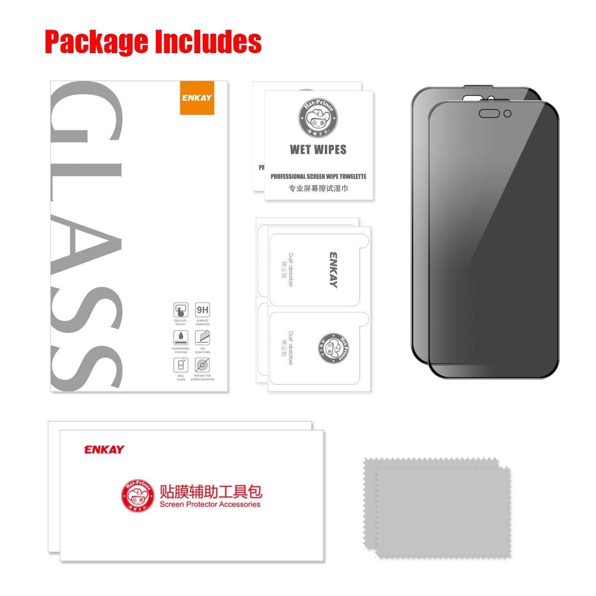 For iPhone 16 Pro Max 2pcs ENKAY Hat-Prince 28 Anti-peeping Tempered Glass Protector Full Screen