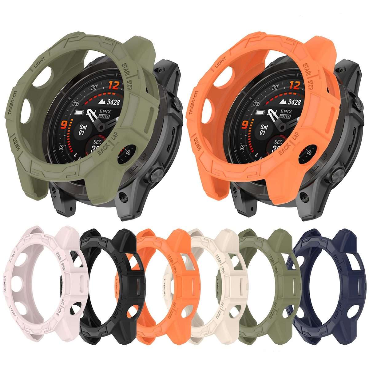 For Garmin Epix Pro / Epix Pro Gen 2 42mm / Fenix 7S / 7S Pro Armored TPU Half Wrappe ... (Orange)