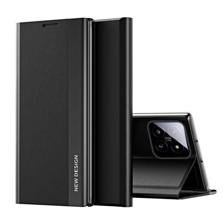 For Xiaomi 14 Pro Side Electroplated Adsorption Leather Phone Case(Black)