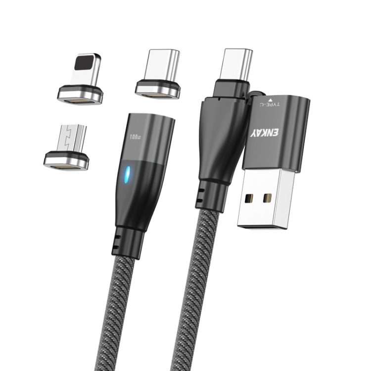 ENKAY 6-in-1 PD100W USB-A / Type-C to Type-C / 8 Pin / Micro USB Magnetic Fast Chargin ... (Black)
