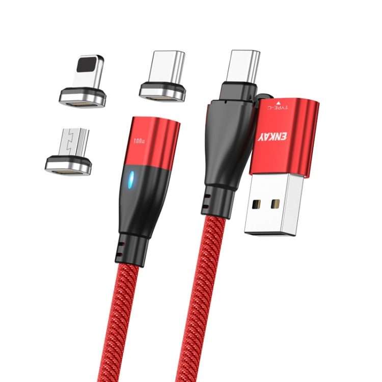 ENKAY 6-in-1 PD100W USB-A / Type-C to Type-C / 8 Pin / Micro USB Magnetic Fast Charging ... (Red)