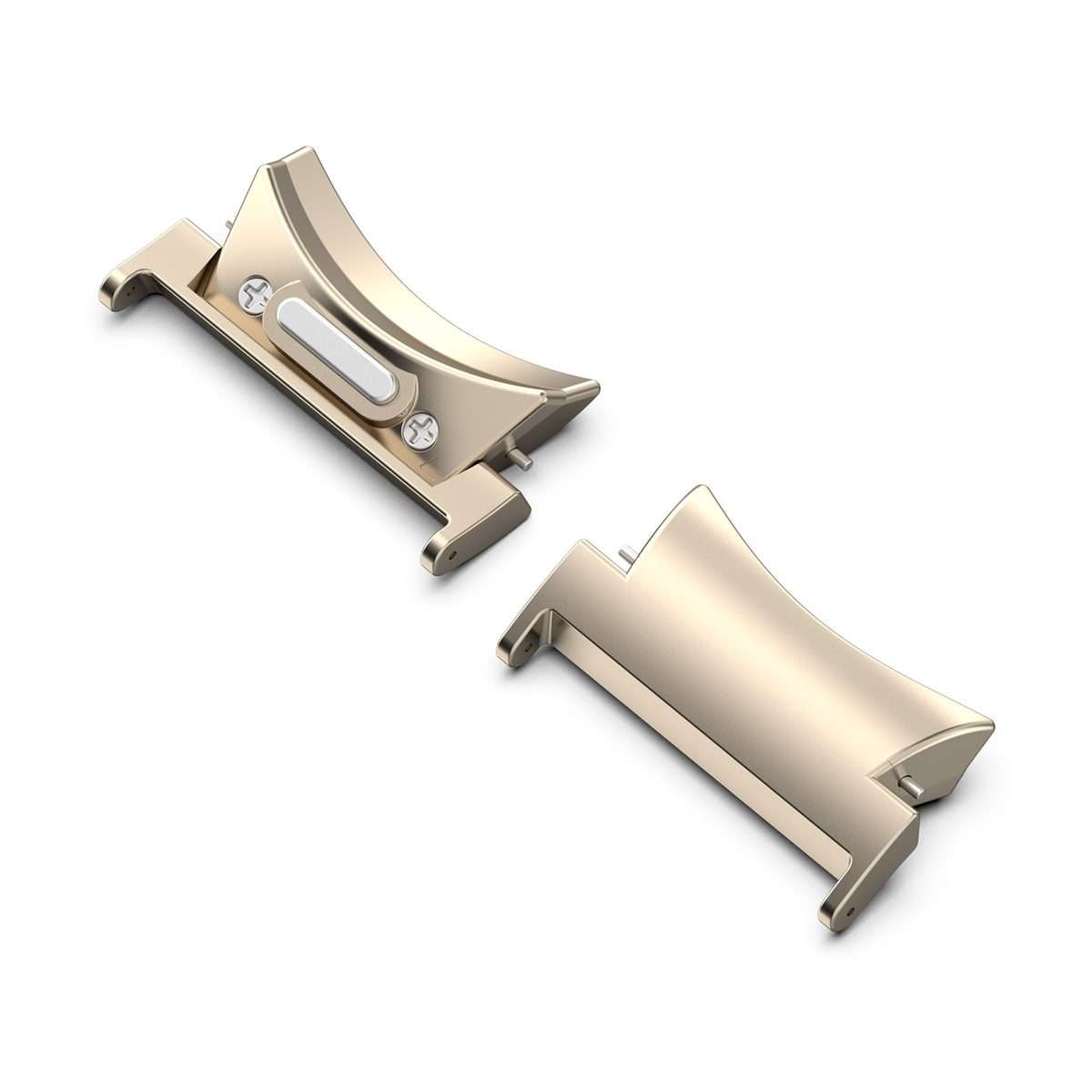 For Samsung Galaxy Watch6 / 6 Classic 22mm 1 Pair Button Style Curved Metal ... (Starlight Color)