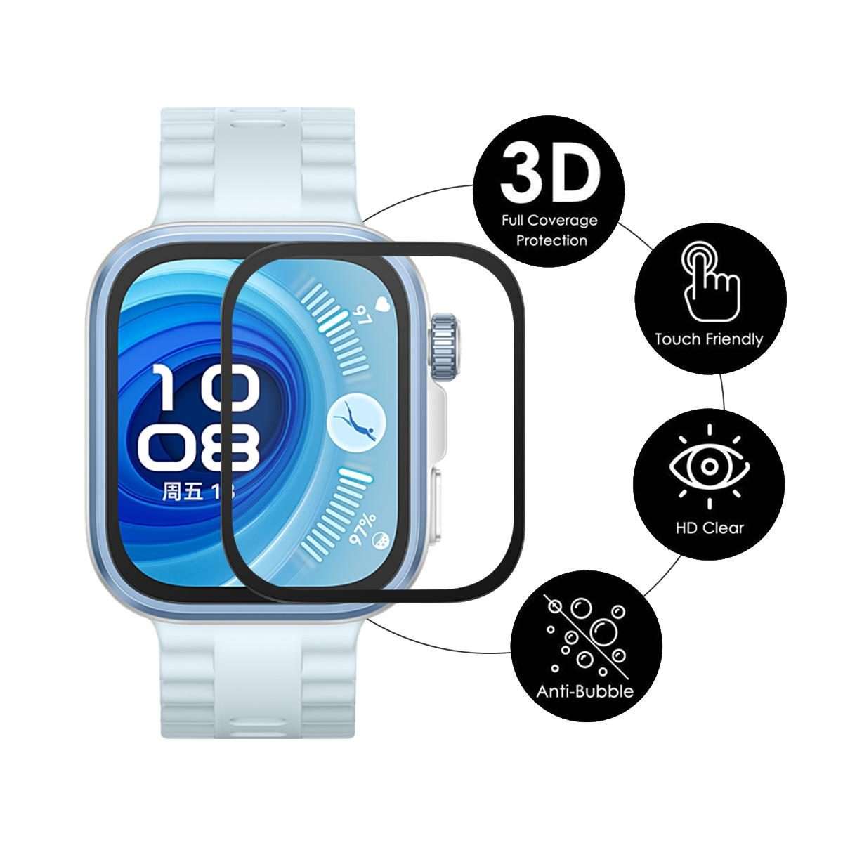 For Huawei Watch Fit 4 Pro 2pcs ENKAY 3D Full Coverage Soft PC Edge PMMA HD Screen Film