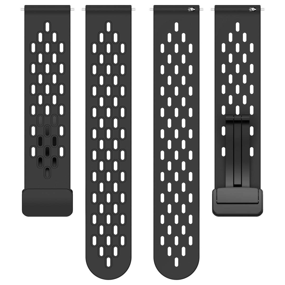 For SUUNTO 9 Peak Pro 22mm Folding Magnetic Clasp Silicone Watch Band(Black)