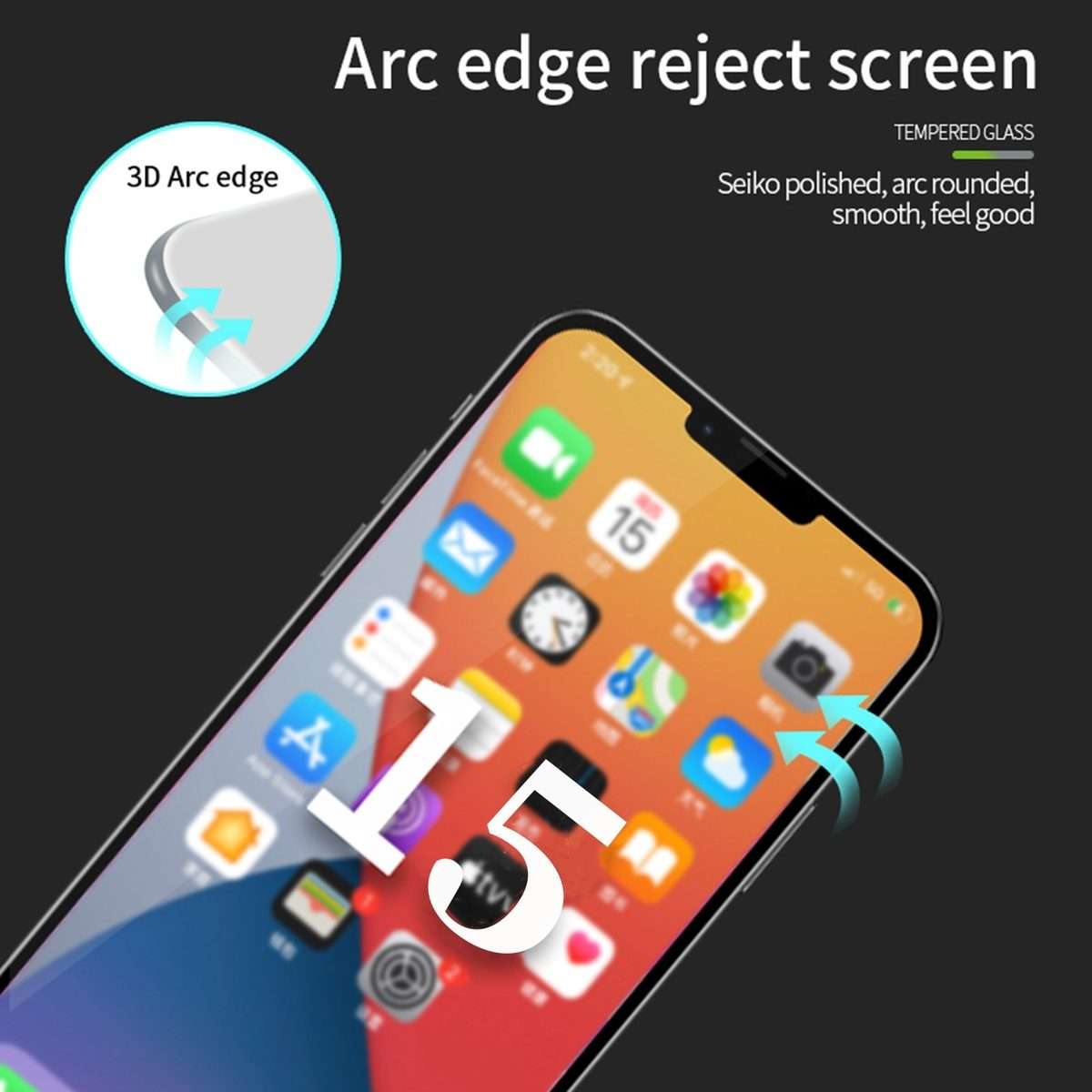 For iPhone 15 Pro MOFI 9H 3D Explosion-proof Curved Screen Tempered Glass Film(Black)