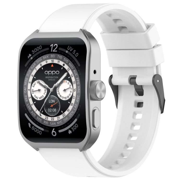 For OPPO Watch 4 Pro 22mm Solid Color Silicone Watch Band(White)