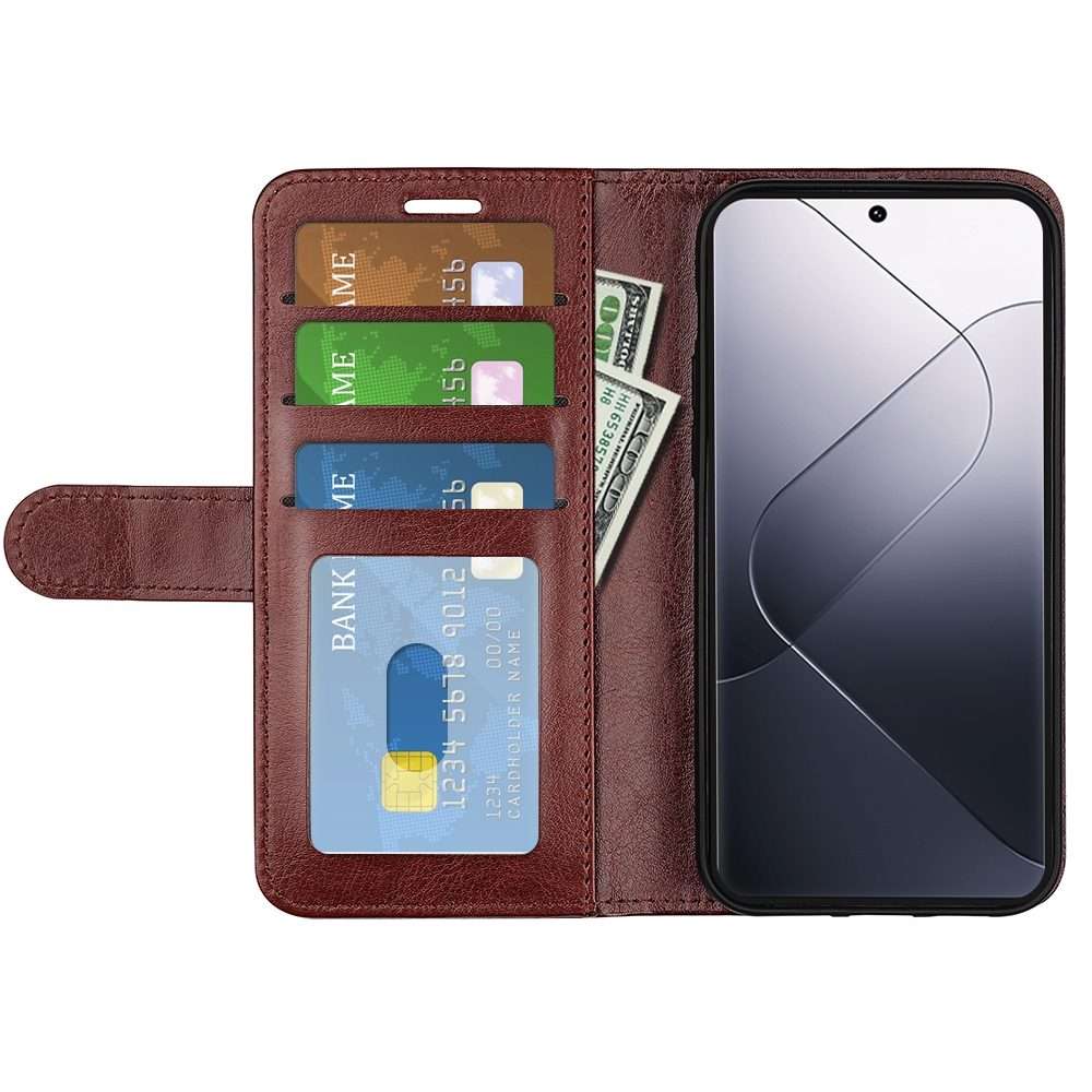 For Xiaomi 14 Pro R64 Texture Horizontal Flip Leather Phone Case(Brown)