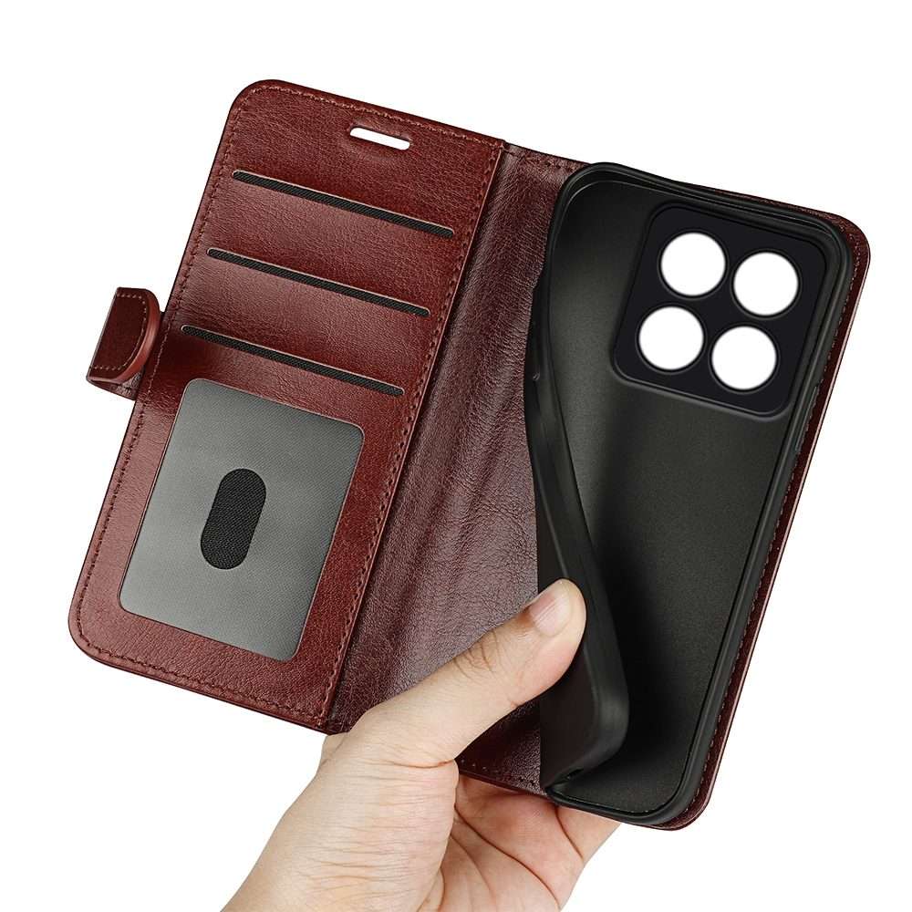 For Xiaomi 14 Pro R64 Texture Horizontal Flip Leather Phone Case(Brown)
