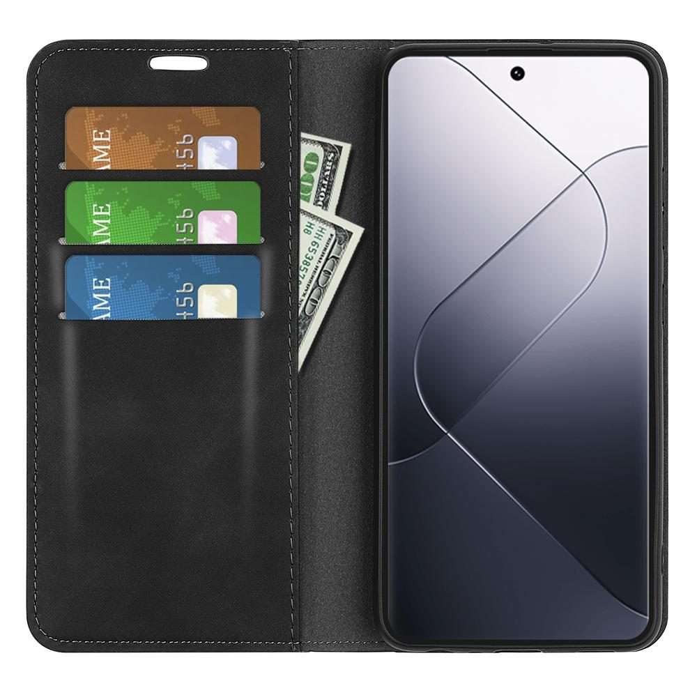 For Xiaomi 14 Pro Retro-skin Magnetic Suction Leather Phone Case(Black)