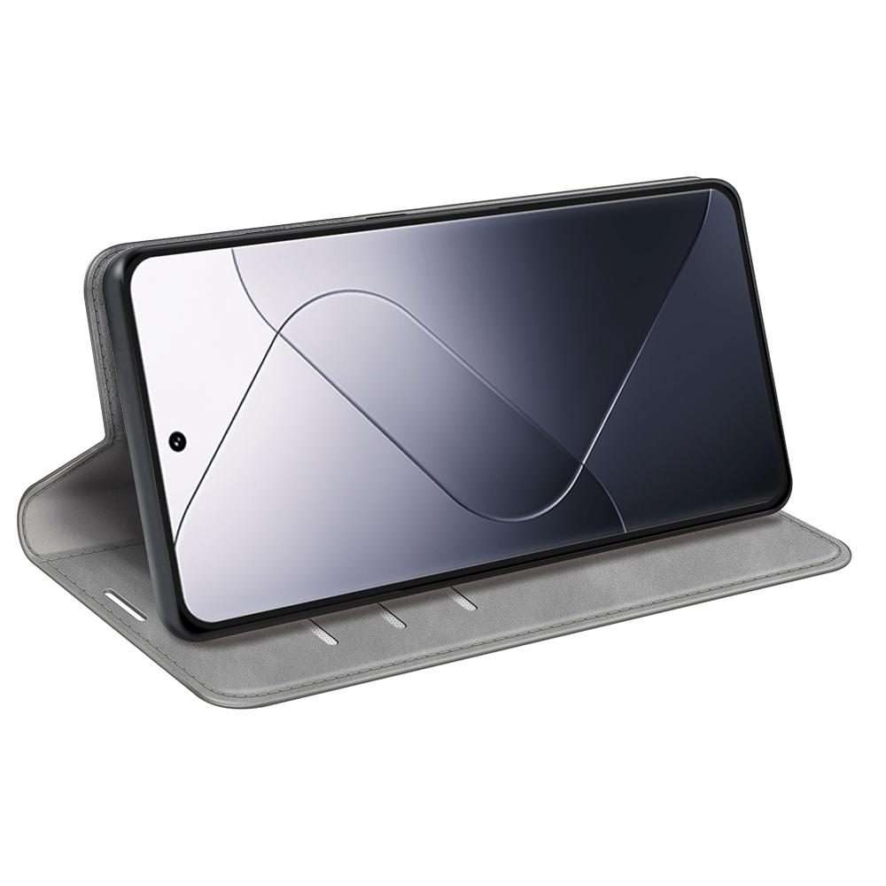 For Xiaomi 14 Pro Retro-skin Magnetic Suction Leather Phone Case(Grey)