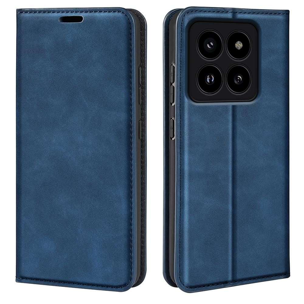 For Xiaomi 14 Pro Retro-skin Magnetic Suction Leather Phone Case(Dark Blue)