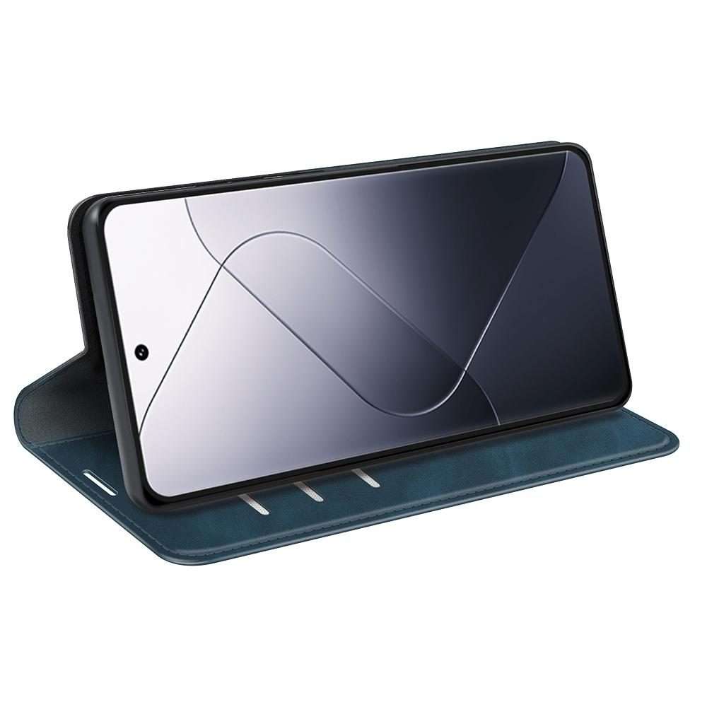 For Xiaomi 14 Pro Retro-skin Magnetic Suction Leather Phone Case(Dark Blue)