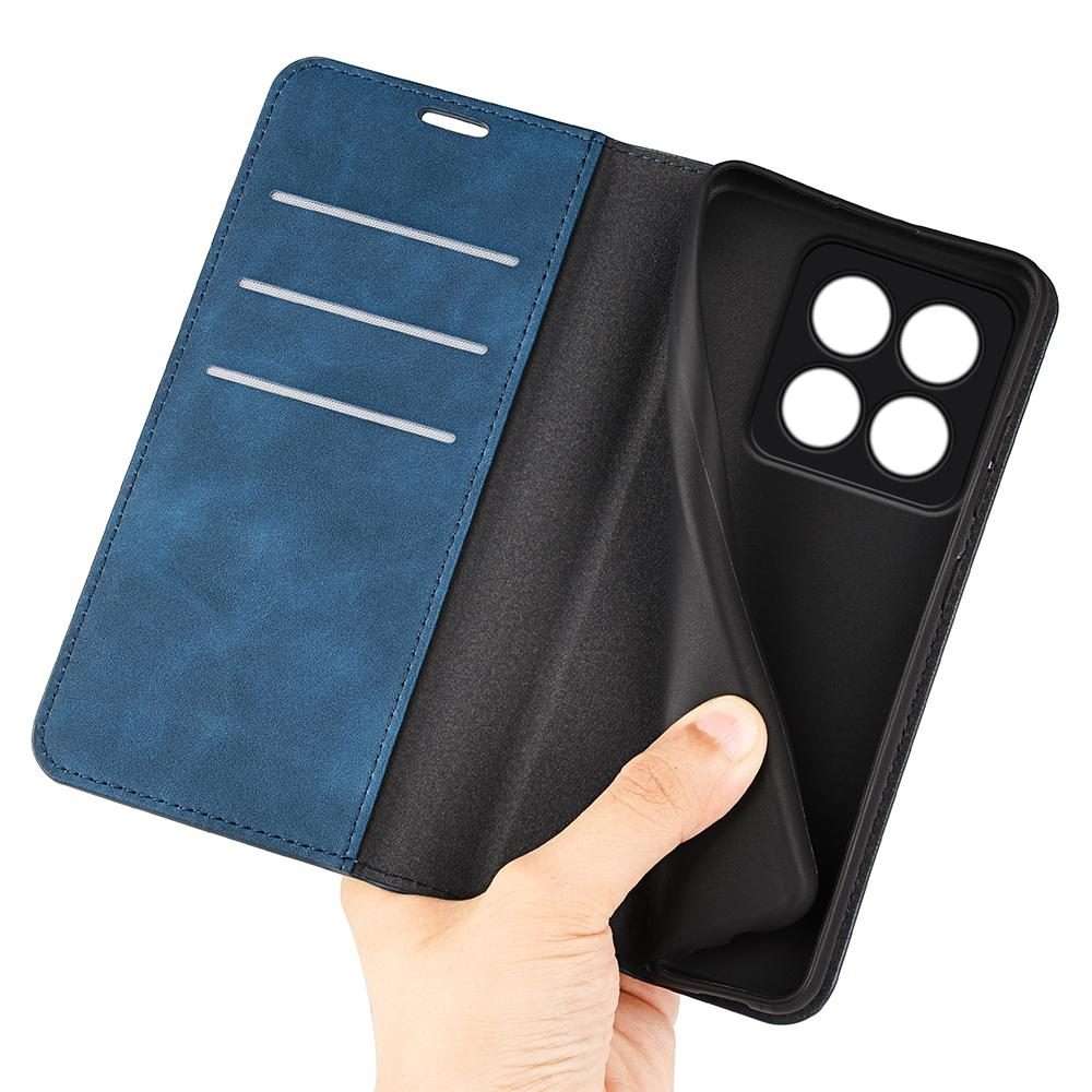 For Xiaomi 14 Pro Retro-skin Magnetic Suction Leather Phone Case(Dark Blue)
