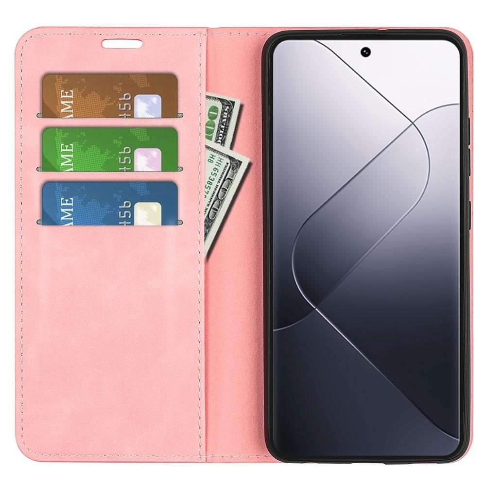 For Xiaomi 14 Pro Retro-skin Magnetic Suction Leather Phone Case(Pink)