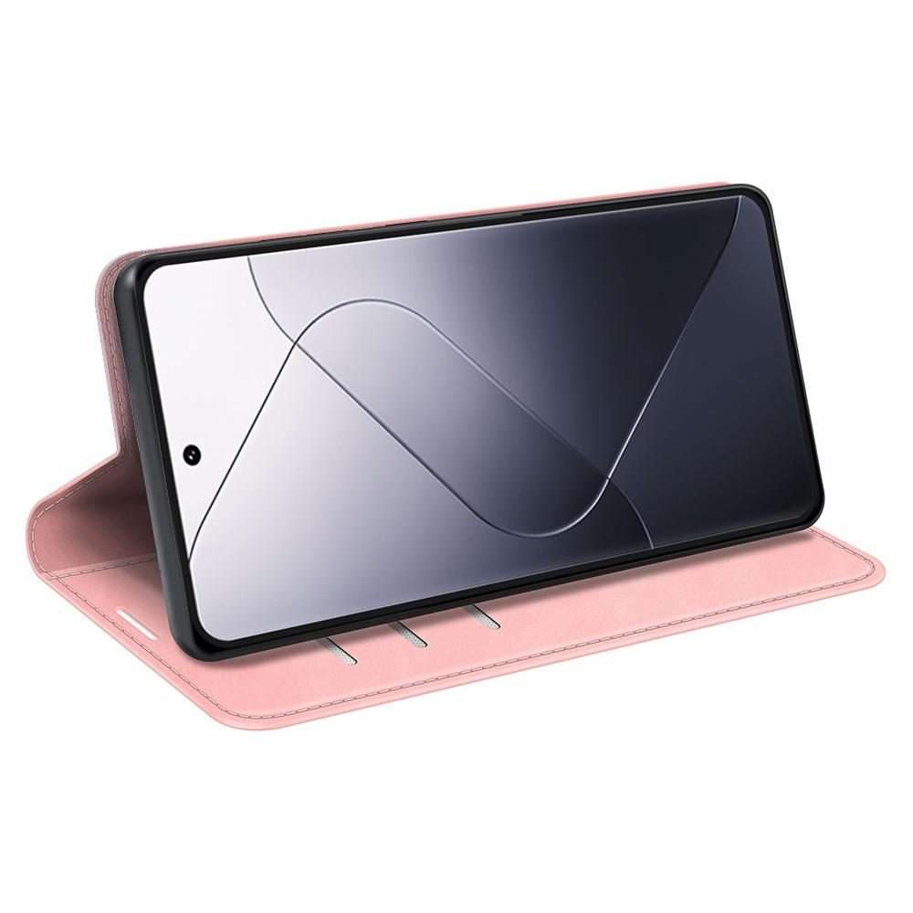 For Xiaomi 14 Pro Retro-skin Magnetic Suction Leather Phone Case(Pink)