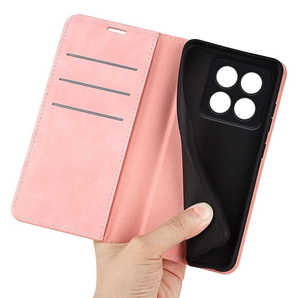 For Xiaomi 14 Pro Retro-skin Magnetic Suction Leather Phone Case(Pink)