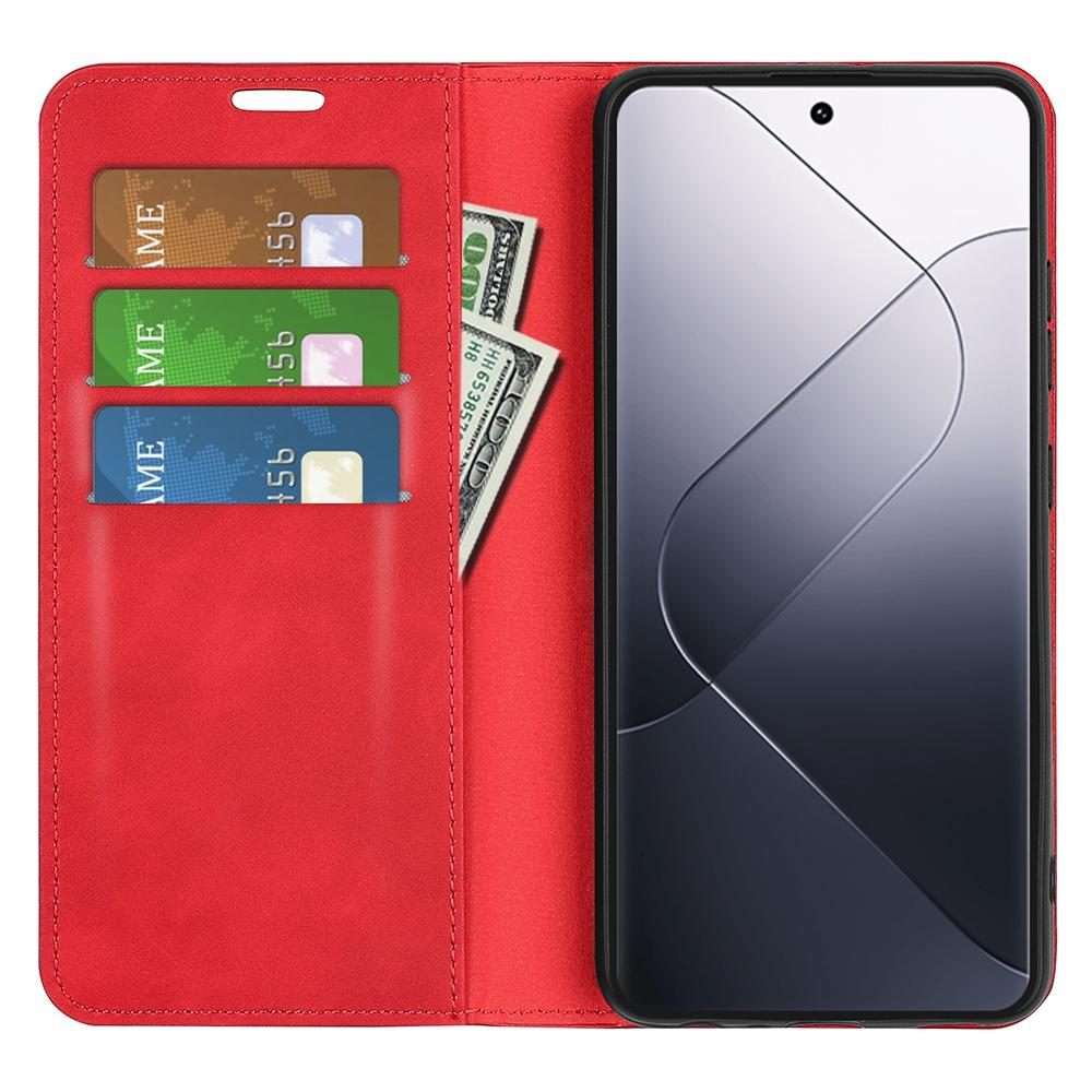 For Xiaomi 14 Pro Retro-skin Magnetic Suction Leather Phone Case(Red)