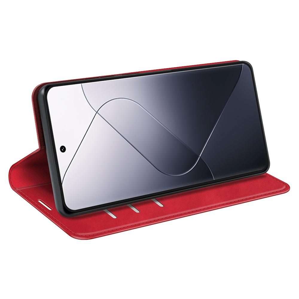 For Xiaomi 14 Pro Retro-skin Magnetic Suction Leather Phone Case(Red)