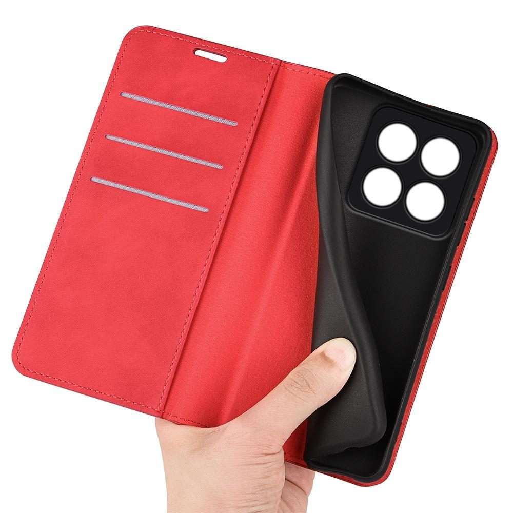 For Xiaomi 14 Pro Retro-skin Magnetic Suction Leather Phone Case(Red)
