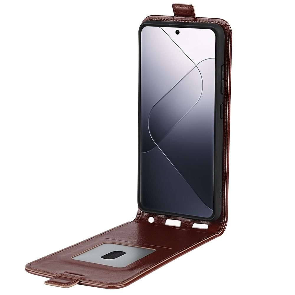 For Xiaomi 14 Pro R64 Texture Single Vertical Flip Leather Phone Case(Brown)