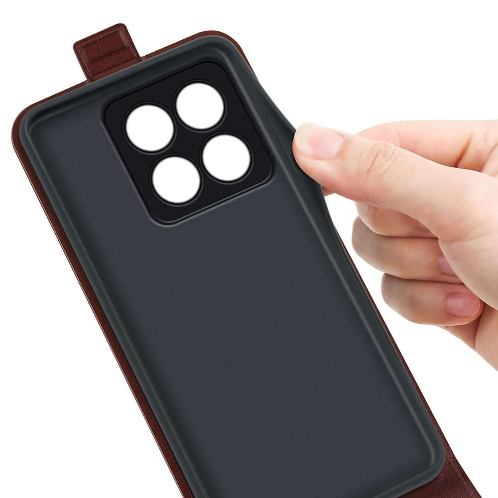 For Xiaomi 14 Pro R64 Texture Single Vertical Flip Leather Phone Case(Brown)