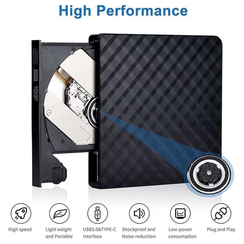 BT699 USB / Type-C External Optical Drive Case Laptop DVD Burner Portable Slim Disc Player