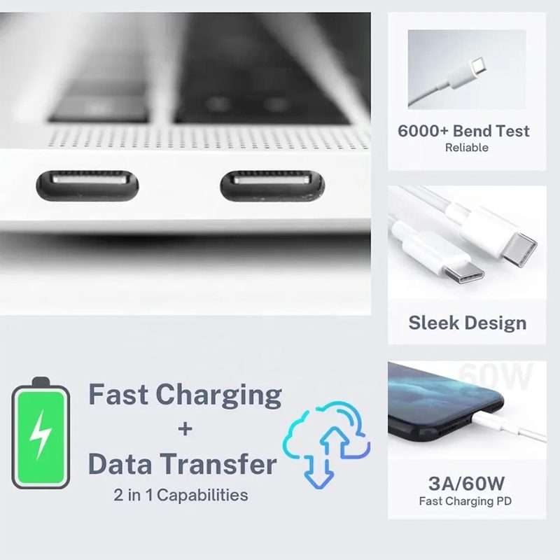 XJ-97 60W 3A USB-C / Type-C to Type-C Fast Charging Data Cable, Cable Length:2m