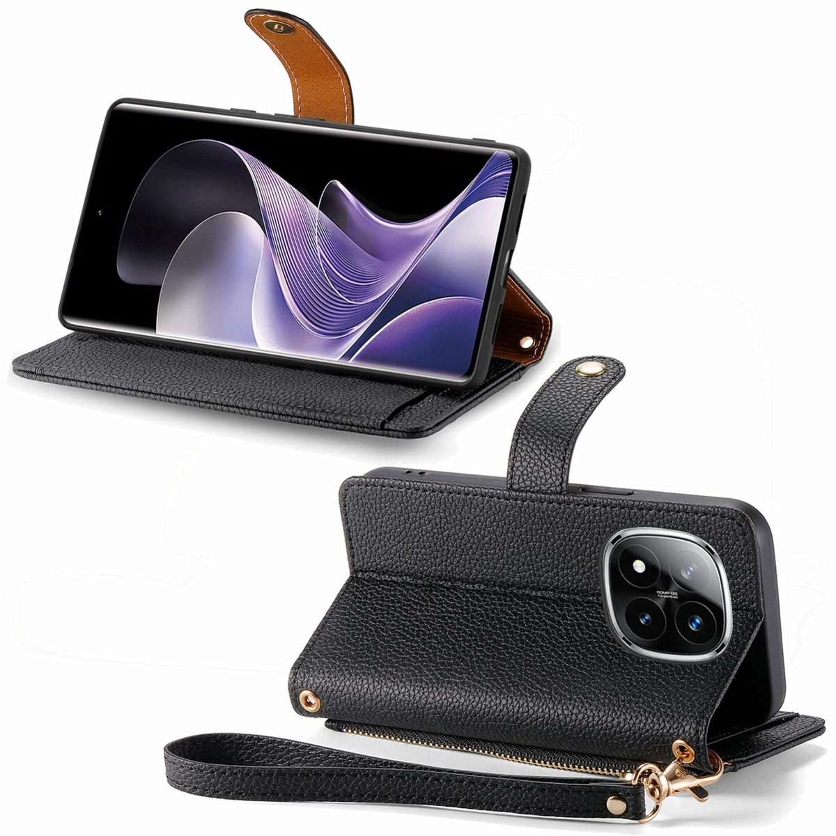 For Xiaomi Redmi Note 14 Pro 5G Love Zipper Lanyard Leather Phone Case(Black)
