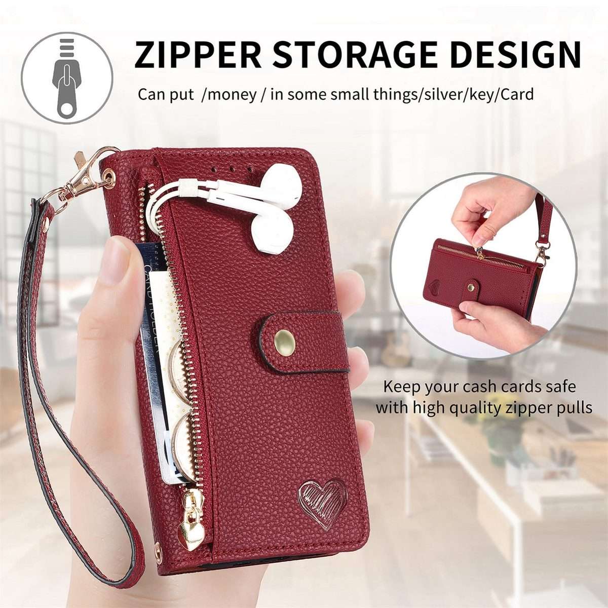 For Xiaomi Redmi Note 14 Pro+ 5G Love Zipper Lanyard Leather Phone Case(Pink)