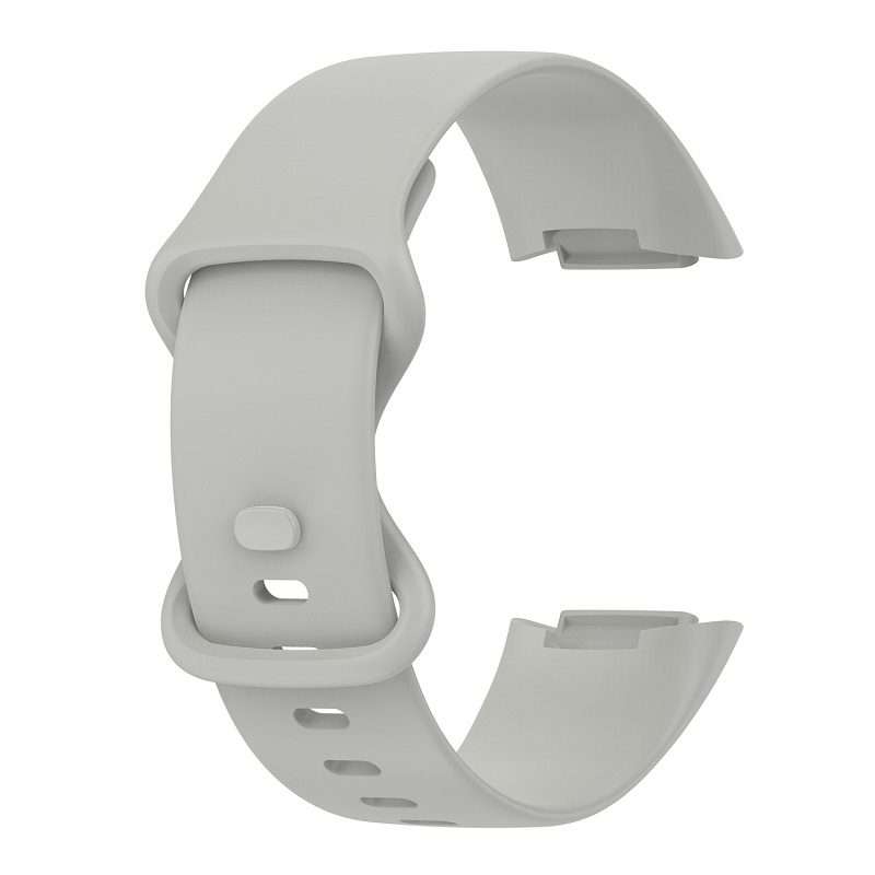 For Fitbit Charge 6 Solid Color Butterfly Buckle Silicone Watch Band, Size:L Size(Gray)