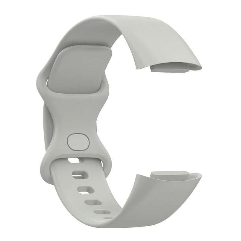 For Fitbit Charge 6 Solid Color Butterfly Buckle Silicone Watch Band, Size:L Size(Gray)