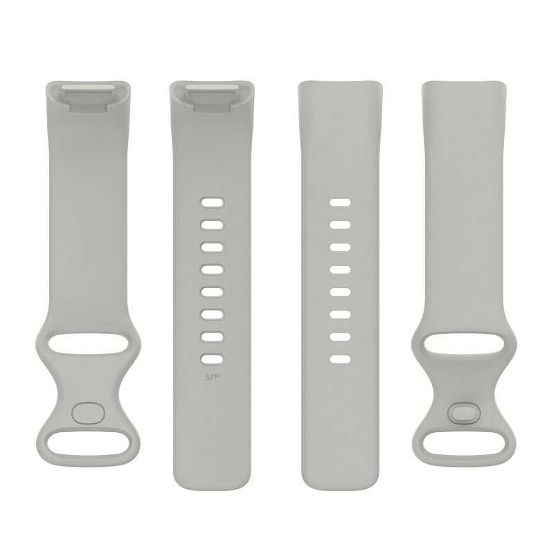 For Fitbit Charge 6 Solid Color Butterfly Buckle Silicone Watch Band, Size:L Size(Gray)