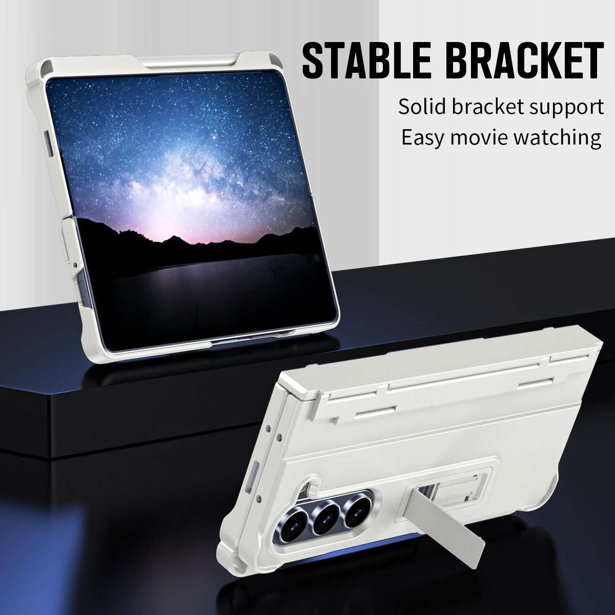 For Samsung Galaxy Z Fold5 5G Diamond Case-film Integral Hinge Shockproof Phone Case w ... (White)
