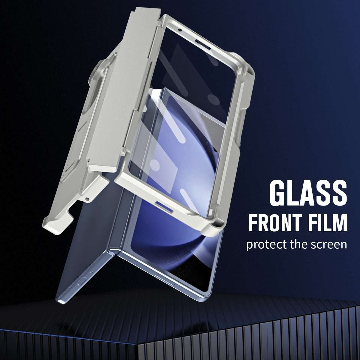 For Samsung Galaxy Z Fold5 5G Diamond Case-film Integral Hinge Shockproof Phone Case w ... (White)