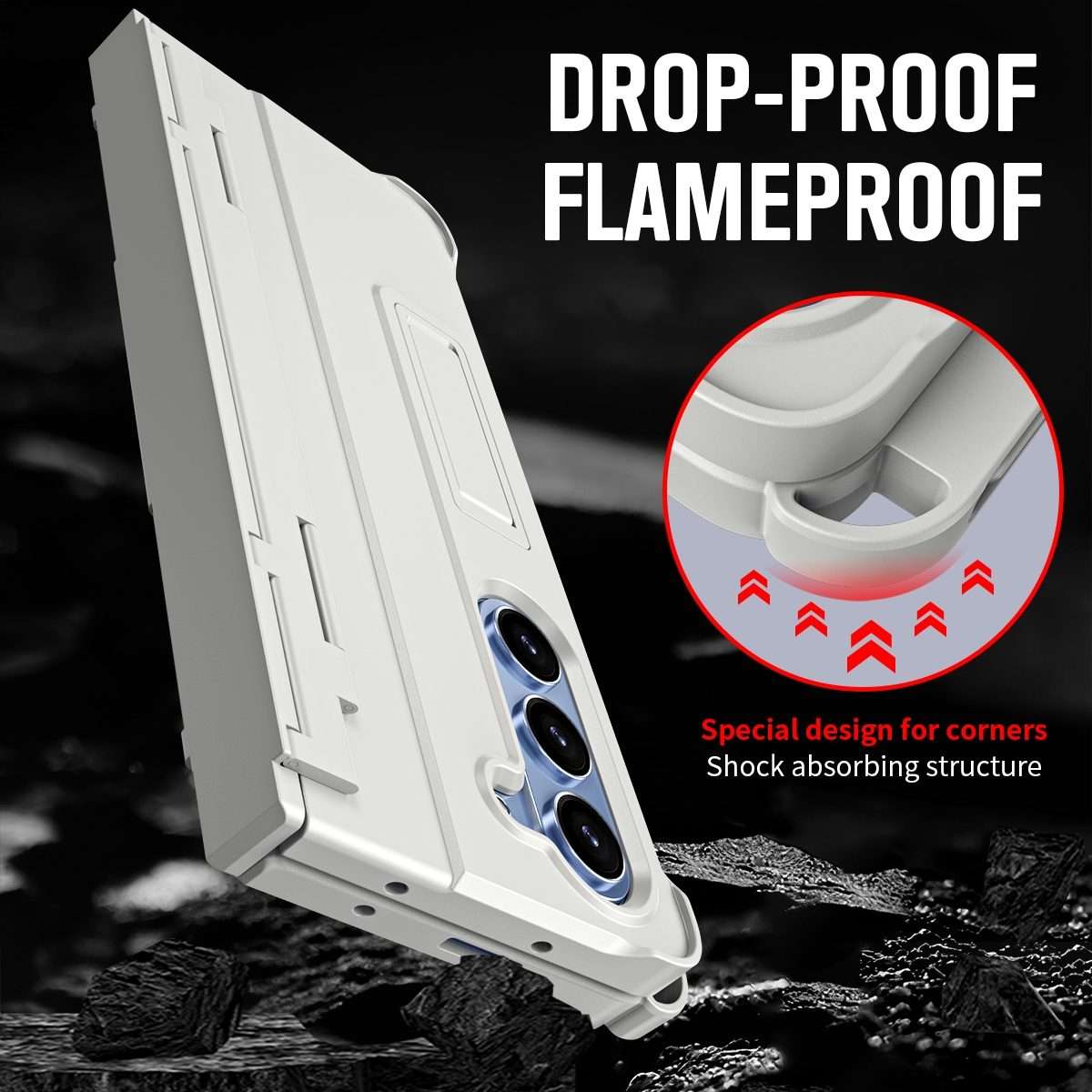 For Samsung Galaxy Z Fold5 5G Diamond Case-film Integral Hinge Shockproof Phone Case w ... (White)