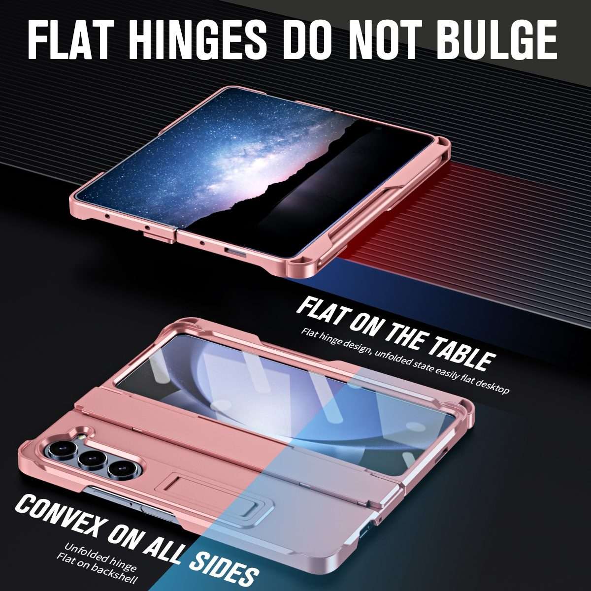 For Samsung Galaxy Z Fold5 5G Diamond Case-film Integral Hinge Shockproof Phone Case wi ... (Pink)