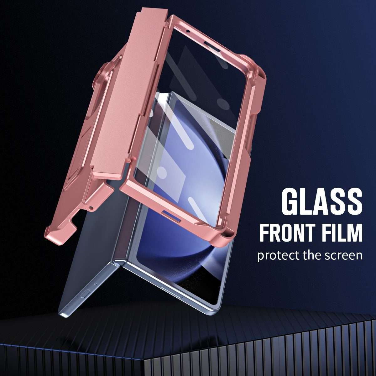 For Samsung Galaxy Z Fold5 5G Diamond Case-film Integral Hinge Shockproof Phone Case wi ... (Pink)