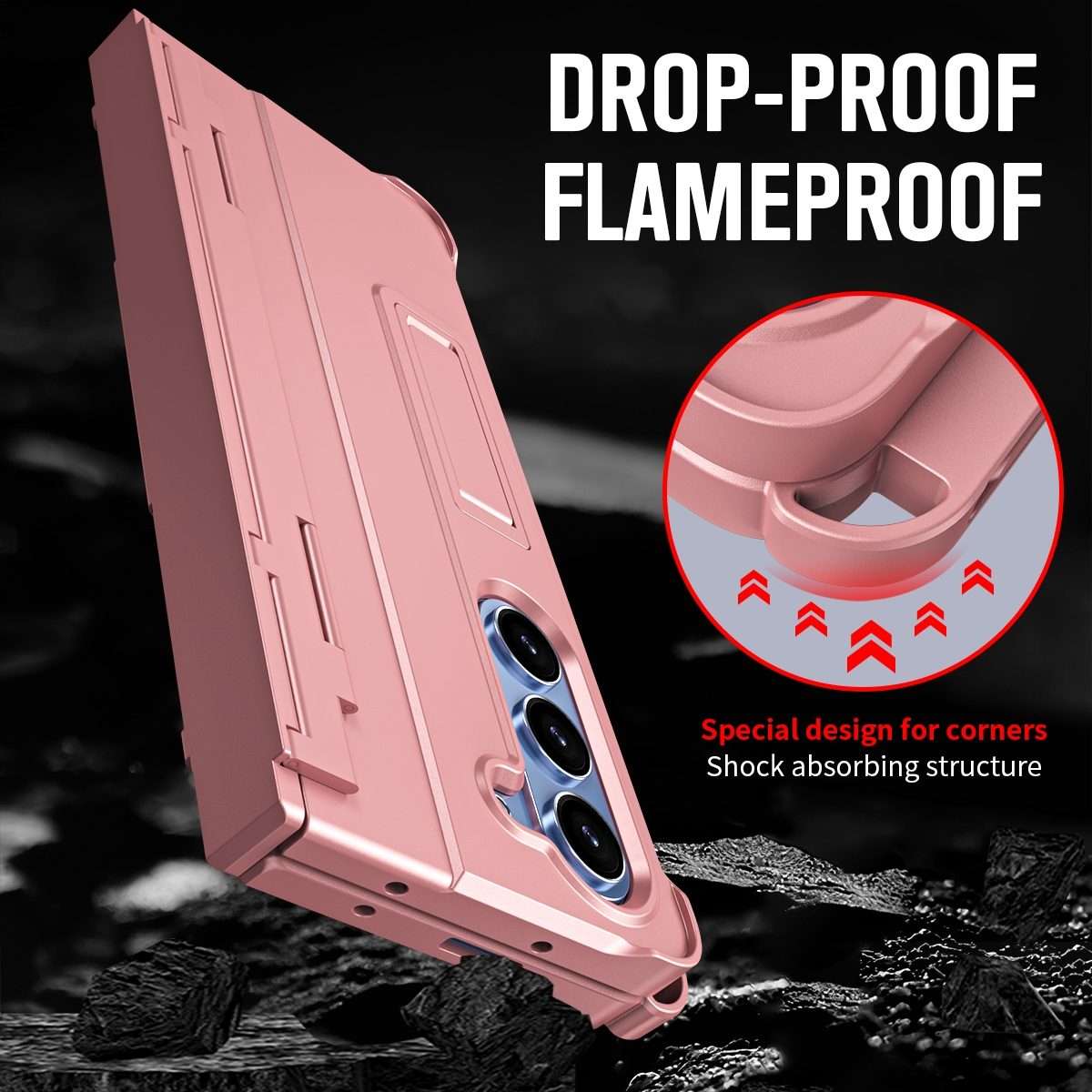 For Samsung Galaxy Z Fold5 5G Diamond Case-film Integral Hinge Shockproof Phone Case wi ... (Pink)