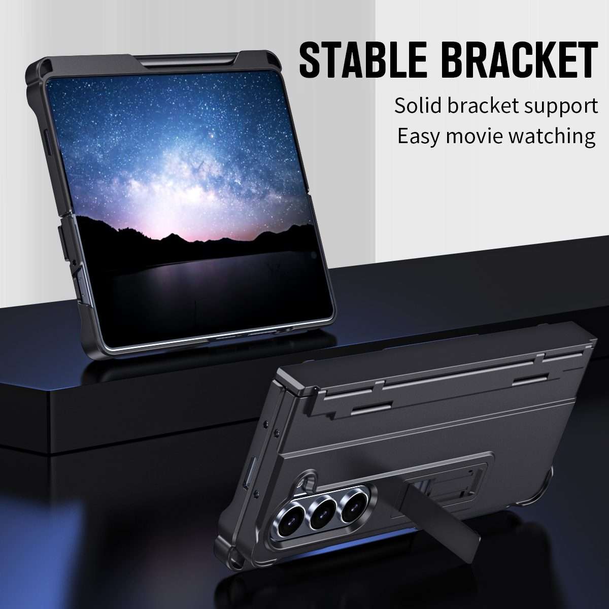 For Samsung Galaxy Z Fold5 5G Diamond Case-film Integral Hinge Shockproof Phone Case w ... (Black)
