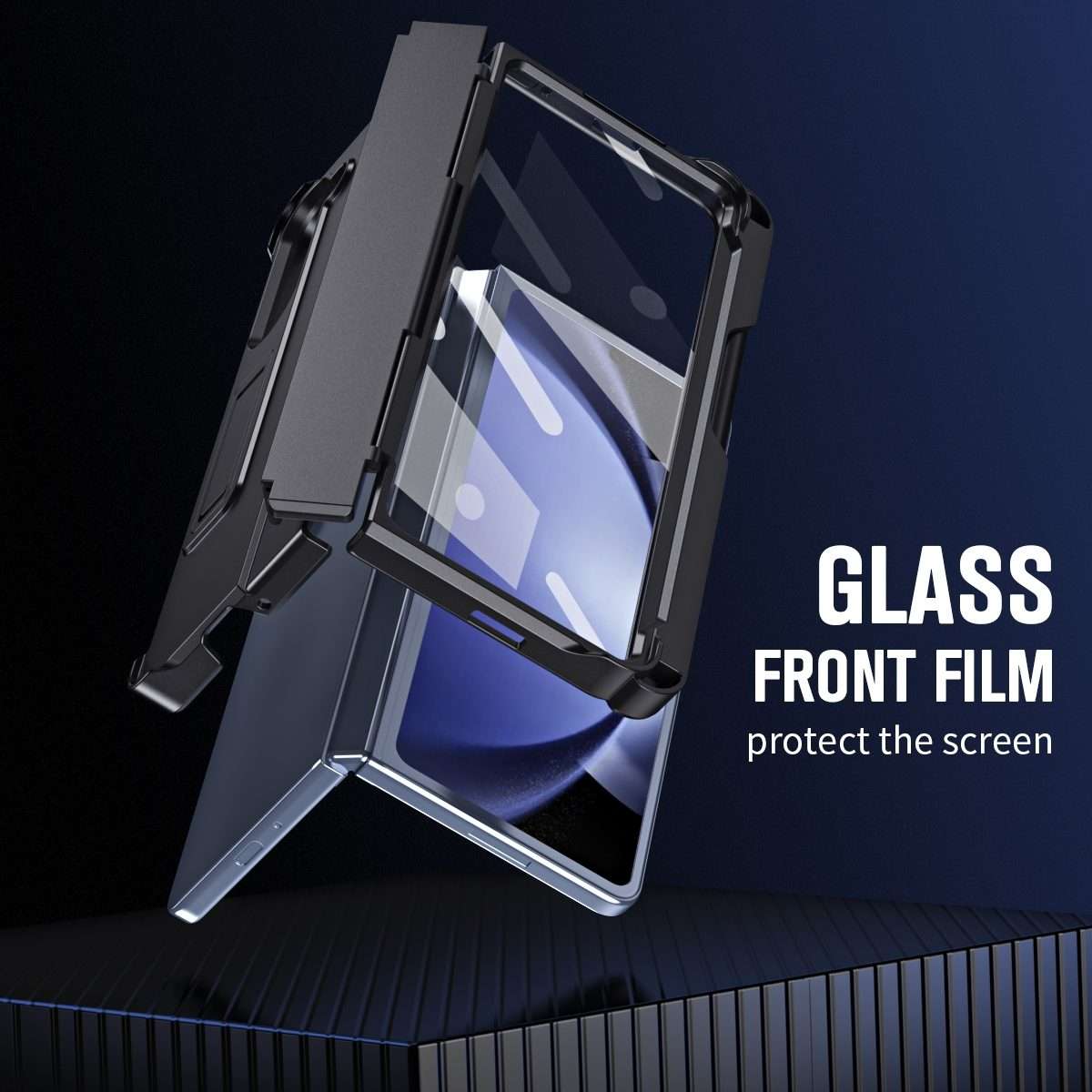 For Samsung Galaxy Z Fold5 5G Diamond Case-film Integral Hinge Shockproof Phone Case w ... (Black)