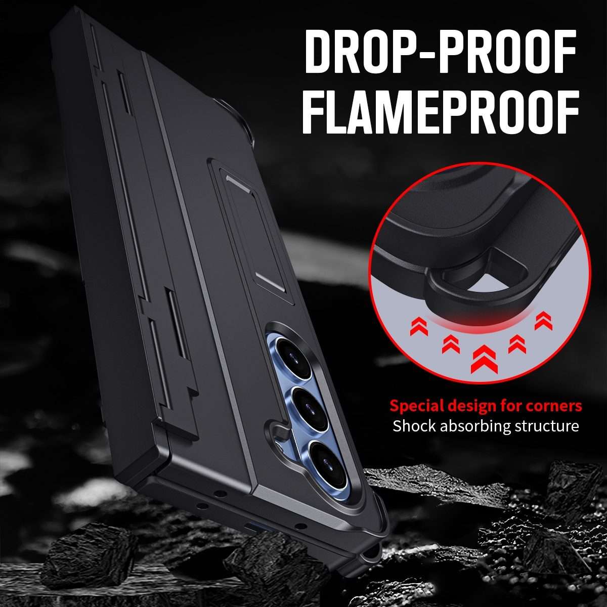 For Samsung Galaxy Z Fold5 5G Diamond Case-film Integral Hinge Shockproof Phone Case w ... (Black)