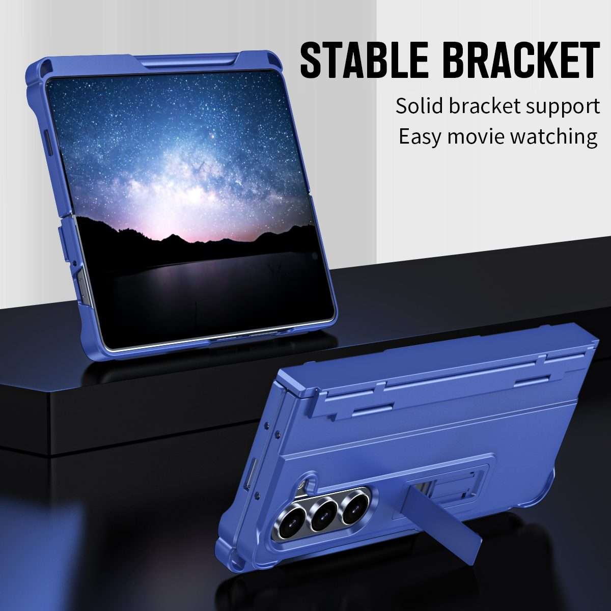 For Samsung Galaxy Z Fold5 5G Diamond Case-film Integral Hinge Shockproof Phone Case wi ... (Blue)