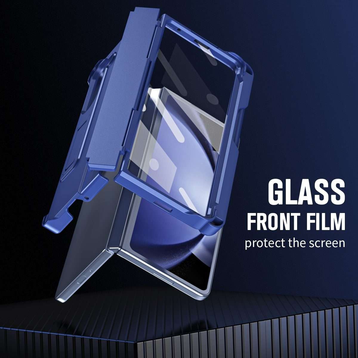 For Samsung Galaxy Z Fold5 5G Diamond Case-film Integral Hinge Shockproof Phone Case wi ... (Blue)
